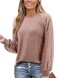 Amoretu Damen Langarmshirt Rundhalsausschnitt Longshirt Langarm Tunika Top...