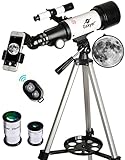 Gskyer Teleskop, 70 mm Öffnung 400 AZ-Mount Astronomisches Refraktions für...