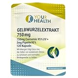 GELBWURZELEXTRAKT 750mg Curcumin 95% UV + 3mg Piperin 95%; in pflanzlichen...