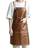 Small snail Retro PU Leder Schürze Unisex Verstellbare Töpferschürze mit 5...