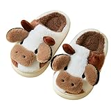 papasgix Cow Slippers Kuh Hausschuhe Unisex Flauschig Damen Herren Plüsch Tiere...