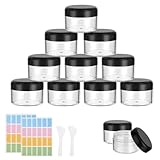 Flintronic 12 Stück Döschen, 50ml Plastik Döschen, Leerdose klarer Tiegel,...