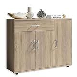 Stella Trading LILLY Kommode in Sonoma Eiche Optik - Modernes Sideboard mit viel...