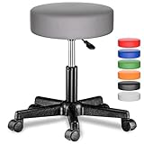 Casaria® Rollhocker Höhenverstellbar 10cm Polsterung 46-60 cm Sitzhöhe 360°...