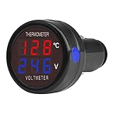 VOKTTA Auto Digitales Voltmeter Thermometer DC 12V 24V 36V, 2 IN 1...