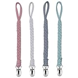 Schnullerkette Baumwolle Schnullerband Mädchen und Jungs Schnullerketten Clips...