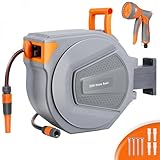 Schlauchtrommel mit Gartenschlauch 20m, Schlauchaufroller zur Wandmontage, 180°...
