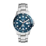 Fossil Blue uhr für Herren, Quarzwerk mit Edelstahl- oder Lederarmband, Blau...