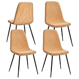 VASAGLE Esszimmerstuhl 4er Set, Küchenstuhl, Polsterstuhl, Metallbeine,...