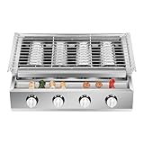 Edelstahl Gasbräter, Professional Gasgrill mit Grillrost, Höhenverstellbar...