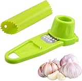 2 Stück Knoblauchschäler und Knoblauchpresse, einfaches Schälen und...