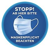 Maskenpflicht Aufkleber I 20 cm I rund I Hinweis-Klebeschildchen I für Firmen...