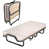 COSTWAY 90x200cm Gästebett mit Matratze aus Rückstellschaum, Klappbares...
