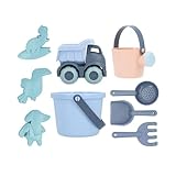 Mönëka Strandspielzeug-Set Serenity Blue | 6-teilig, Eimer, Schaufel, Rechen,...