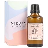 Nikura Nelkenöl - 50ml | Gewürznelke Ätherisches Öl | Perfekt für Diffusoren, Aromatherapie, Ölbrenner | 100% reines natürliches Öl