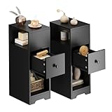 Moziel Nachttisch Schmal mit Schublade, 2er Set Offenes Fach, Ablagetisch...