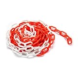 Wiltec Absperrkette 5 m lang mit Ø 6 mm, robuste Kunststoffkette rot-weiß,...