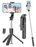 Mini Selfie Stick Stativ, Erweiterbar 4 in 1 Selfie Stange mit Abnehmbarer...