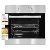 Exquisit Einbaubackofen, Backofen Einbaugerät Silber, 62 L Garraum, Einfache...