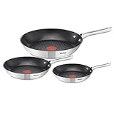 TEFAL Duetto 3-teiliges Pfannen-Set 20/24/28 cm, Pfanne Induktion, Thermo-Signal...