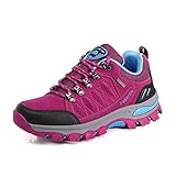 WOWEI Wanderstiefel Wanderschuhe wasserdichte Outdoor Sportlich Gleitsicher Bequem Leicht Bergstiefel Trekking Schuhe Damen Herren Wanderhalbschuhe, Rose Red, 42 EU