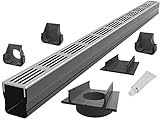 Design Entwässerungsrinne Set 3.00 m | Aluminium Grau | Typ 65x60 (Slimline...