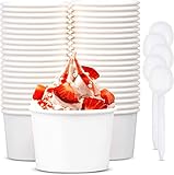 LATERN 50 Stück Eisbecher aus Papier mit 50 Stück Löffel, 12oz /360ml Einweg...