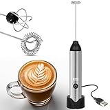 LEBENLANG Milchaufschäumer Stab elektrisch wiederaufladbar - USB Anschluss &...