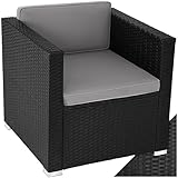 tectake® Poly Rattan bequemer Sessel mit Armlehnen, Outdoor Gartenmöbel für...