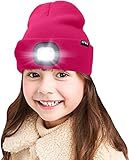 ATNKE Kids LED beleuchtete Mütze mit Licht, USB Wiederaufladbare 4 LED...