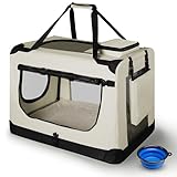 Juskys Hundetransportbox Lassie M faltbar & tragbar 42x60x44 cm mit Decke,...