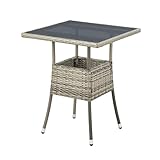 Juskys Polyrattan Gartentisch Yoro wetterfest - Balkontisch 60x60 cm eckig -...