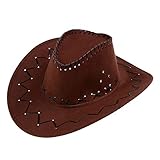 AcserGery Cowboyhut Westernhut Kostümzubehör Western Wildlederoptik Cowboy-Hut...