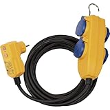 Brennenstuhl Schutzadapterkabel FI IP54 mit Powerblock (4-Fach Verlängerung...