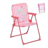 Relaxdays Kinder Klappstuhl, Campingstuhl mit Einhorn-Motiv, HBT 51,5x36x37,5...