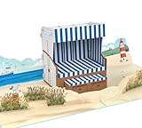 MOKIO® Pop-Up Karte – Strandkorb – 3D Geburtstagskarte für einen Nordsee...