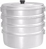 Planet07 Momos Aluminium-Dampfgarer, 20,3 cm, mit 4 Etagen, Wasserkapazität 2,3...