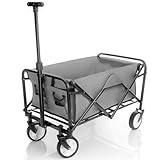 BigDean kompakter Bollerwagen faltbar grau bis 80kg belastbar – platzsparend...