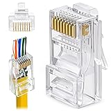 Greluma 100 Stk RJ45-CAT6-Pass-Through-Anschlüsse enden mit vergoldetem...