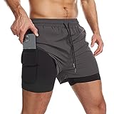 Danfiki Laufshorts Herren Kurze Sporthose Kurz mit Tasche Laufhose Herren...