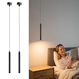 ACMHNC LED Pendelleuchte, 2 Stück Zylinder Hängelampe Schwarz für...