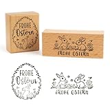 BOOMTOP 2Pcs Stempel Frohe Ostern Holz Motivstempel Holzstempel Ostern Hasen...