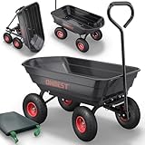 ONBEST Transportwagen mit Kippfunktion – Gartenwagen für 300 kg Zuladung –...