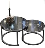 Home Heaven® Couchtisch Rund Schwarz 2er Set – Runder Wohnzimmertische in...