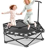 Fitness Trampolin Indoor Klappbar mit Verstellbarem Griff - Stabiler und Leiser...