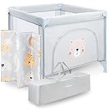 Moby-System Laufstall Baby mit Matratze & Feststellrädern - Faltbares...