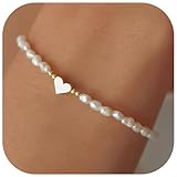 ZEPIQOR Damen Armband,Perlenarmband Damen,Perlen Armbänder Mit Herz...