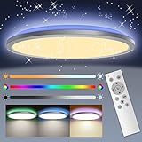 Nigecue 24W LED Sternenhimmel Deckenleuchte Flach mit Fernbedienung, Dimmbare...