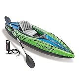 Intex Challenger K1 Kayak 1 Man Inflatable Canoe with Aluminum Oars and Hand...