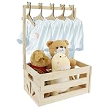 Babykorb Geschenk mit Griff Holz Babyparty Schrank 34×23x17cm Geschenkkiste...